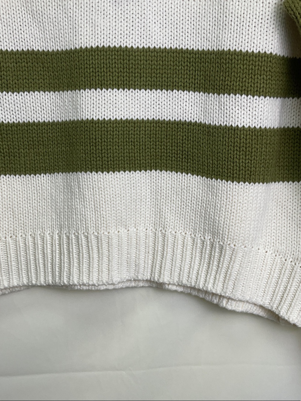 Market & Spruce Olive and Cream Striped Sailor V-Neck Sweater - Picture 8 of 10